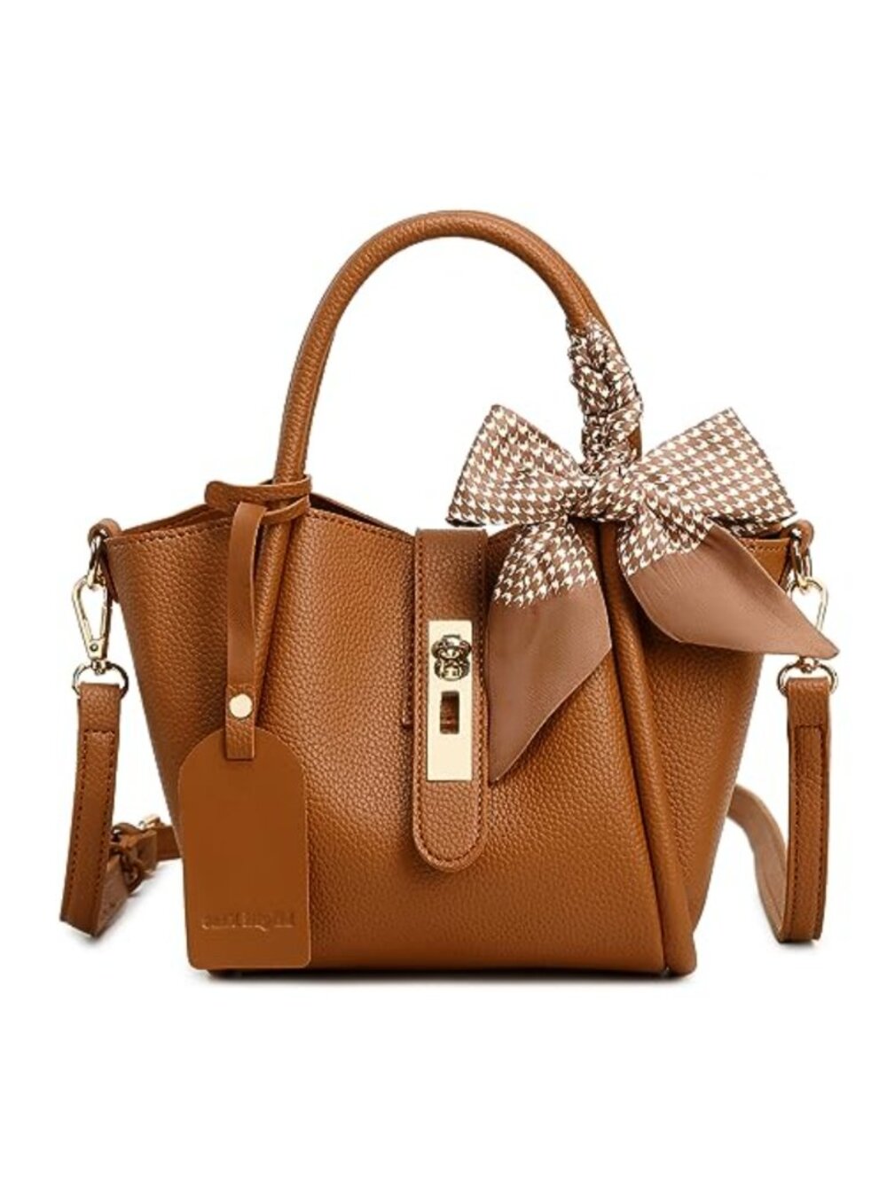 Vegan Leather Top-Handle Satchel Crossbody Bag with Adjustable Strap
